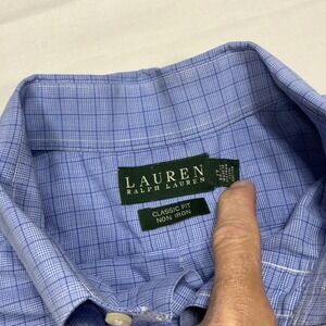 Lauren Ralph Lauren Mens Blue Plaid Classic Fit Non Iron Button Down Shirt 17